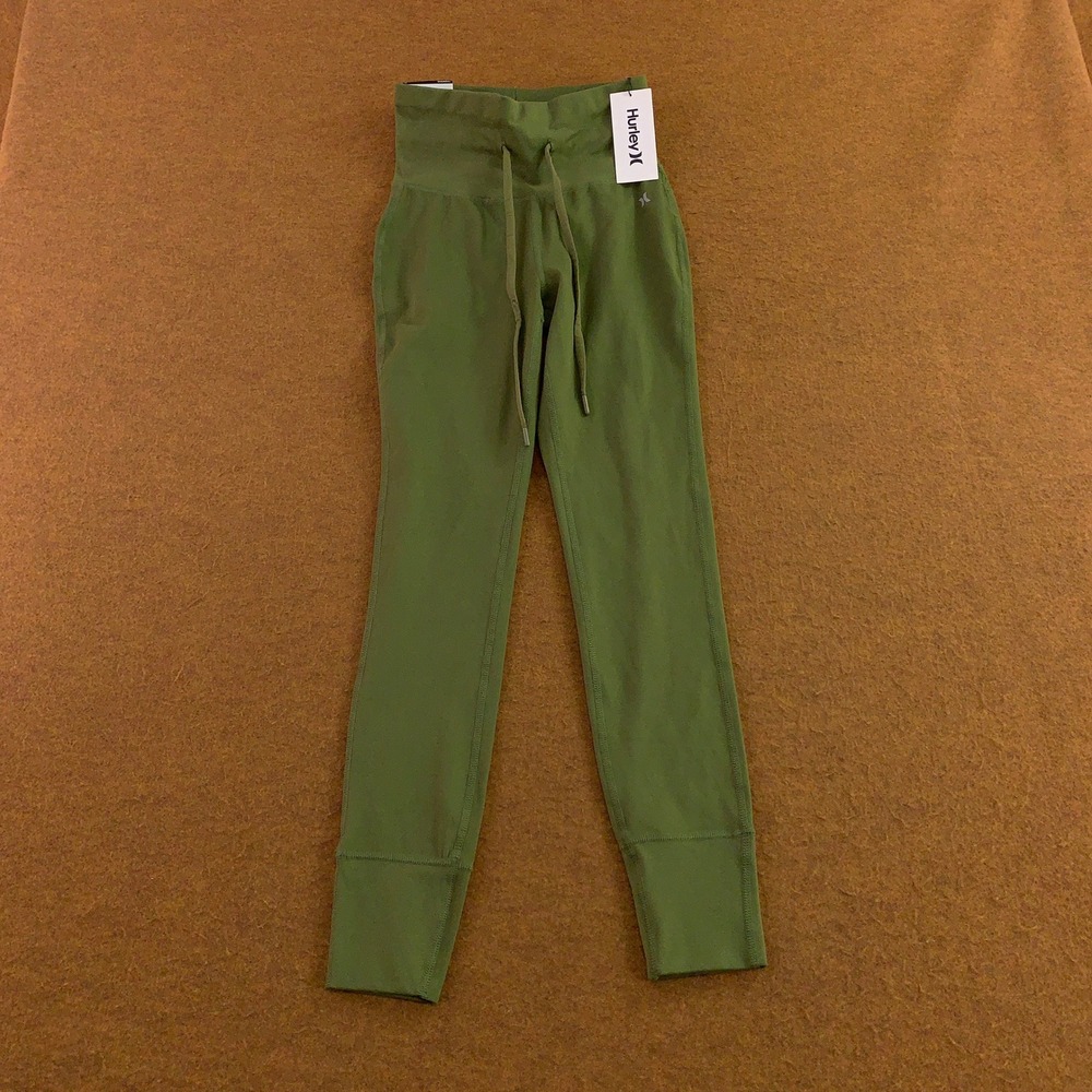 Hurley Womens Small Green Olive Branch Relaxed Jogger Leggings NWT